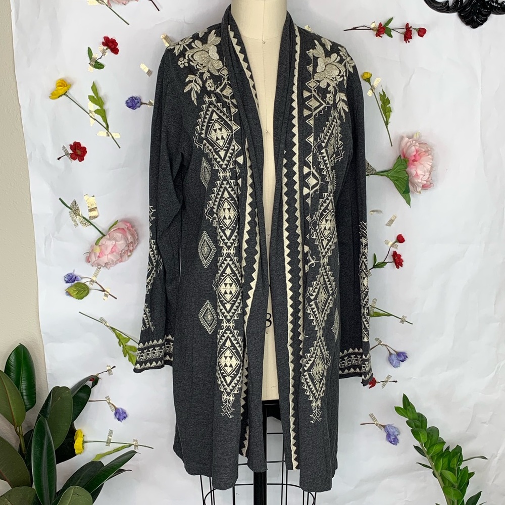 Johnny Was JWLA Tulsa emb light cotton cardigan